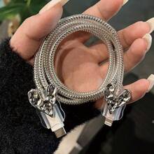 Protector de cable con forma de corazón de resina plateada, adecuado para cargador rápido de 20W de 15, 14 Pro Max, 12/13, accesorio de cargador para regalo del Día de San Valentín, accesorios de teléfono
