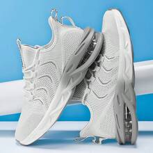 男士透气网眼休闲运动鞋，软底舒适跑步鞋，经典百搭一脚蹬，防滑耐用户外步行鞋 - 白色 - 查看 1