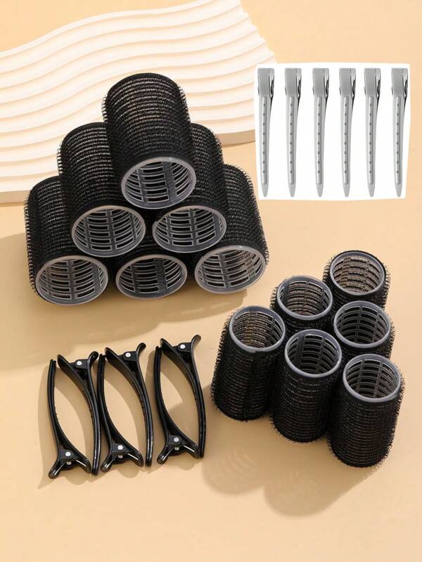 2 Größen Haarwickler für Frauen, 12 Stück Haarwickler für lange, mittellange und kurze Haare, große, mittlere und kleine selbsthaftende Haarwickler mit 12 Stück Clips, Haarstyling, Haarzubehör, Lockenprodukte, Haarzubehör, Haarstyling-Set, Haarstyling-Werkzeug-Set