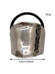 1 Gold And 1 Silver Geometric Metal Elastic Hair Accessory, Women's Decorative Gift, Gold Hair Accessory, Hair Bobble, Hair Tie ,Hair Accessories, Ponytail Holders, Hair Elastics, Hair Rubber Bands - Multicolor - View 10