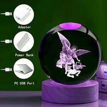 2pcs (Engraved Crystal Ball And Wooden LED Colorful Light Base) 3D Crystal Ball Night Light, Home Decor Night Light, Perfect Gift