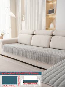1 pièce Housse de canapé sectionnel antidérapante et lavable Veet pour canapés en L à 3 coussins avec design matelassé, fermeture magnétique et protection pour animaux de compagnie - Housse de canapé grise en peluche