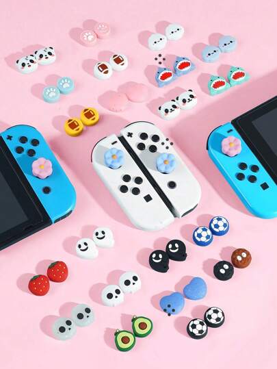 2 peças de capas de silicone para polegar compatíveis com /Switch OLED/Switch Lite, capas de silicone para joystick e controle compatíveis com o controle do Switch, acessórios para controle de jogos