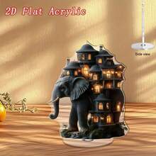 Decoración de escritorio giratoria de acrílico 2D con diseño de casa imaginativa, potencia la creatividad de la oficina, adecuado como regalo perfecto para aniversario corporativo, Halloween, Navidad, amigos, niños, padres