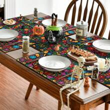 4pcs Mexican Flower Placemats For Dining Table, Floral Decoration Washable Table Mat, Home Decor, Holiday Supplies 32*42cm