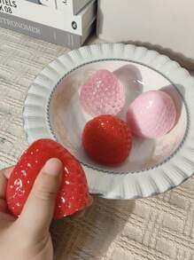 1pc Red Strawberry Squeezy Stress Ball, Soft Silicone-Like Texture, High-Quality Handmade Anti-Stress DIY Squeeze Toy