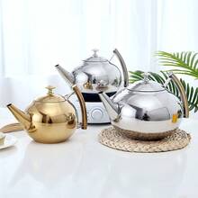 1 ấm đun nước bằng thép không gỉ có bộ lọc - Tương thích với bếp từ - Hoàn thiện màu bạc/vàng - Hoàn hảo cho người yêu thích cà phê và trà - Chất lượng khách sạn - Đồ uống và phụ kiện trà - Nhiều màu - Xem 4