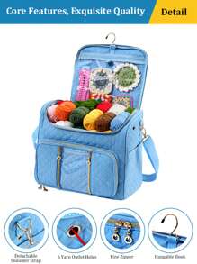 1 Stück einfarbiger gestrickter Aufbewahrungsbeutel, moderner Polyester Haushaltsorganizer Beutel mit großer Kapazität, tragbare Outdoor Reise Handtasche, Aufbewahrung für Nähzubehör, geeignet für Näh- und Strick Hobbys und Anfänger