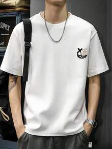 100% Cotton Unisex T-Shirt Short Sleeve Summer Vest 200g Cotton Comfortable Breathable Funny T-Shirt Men's Stylish And Casual Print Fashion Casual Outdoor Sports Fitness Tops Holiday Gift - 白色 - 查看 1