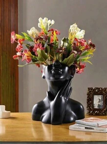 Vase avec un modèle humain simple à col doré/blanc/noir, vase de décoration de maison en résine moderne et créatif, convient pour le salon, la cuisine, la chambre, le porche et le placard. Décoration de maison, vases, ornements, décoration de table