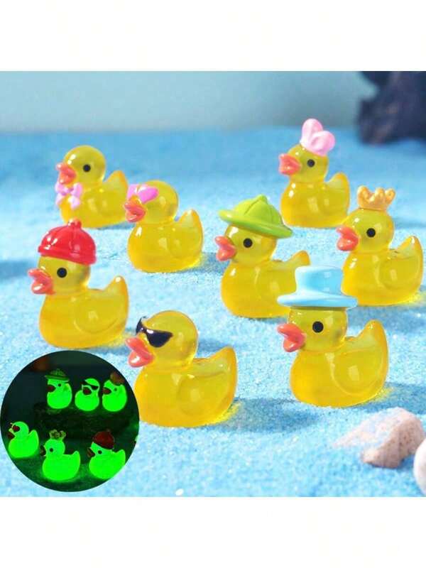 1/10/24 pièces Canard miniature, figurines animales qui brillent dans le noir, décoration de paysage de jardin DIY, décoration de pot de plante, accessoires de bureau