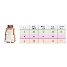 Women Workout Seamless Jumpsuit Yoga Ribbed Bodycon One Piece Spaghetti Strap Shorts Romper ﻿ - 白色 - 查看 3