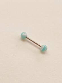 1pc 16mm Dual-Color Acrylic & Titanium Steel Punk Barbell Tongue Ring With Double Round Ball, Unisex Piercing Jewelry
