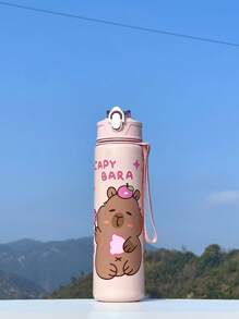 1 New Type Of Summer Water Bottle With Cartoon Animal Patterns For Boys And Girls, Suitable For Kindergartens And Young Children. 1 Cute Cartoon Sports Water Bottle - 800 Ml, Straw Cup, With Handle, Leak-Proof, Shock-Resistant, Portable - Suitable For Travel, Outdoor Activities, Students' Use - Suitable For Children's Day, Graduation Season, The Best Gift For Children