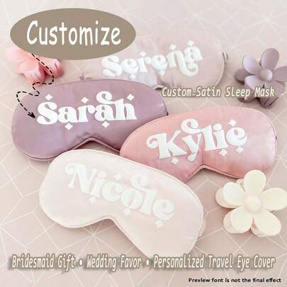 Customized Satin Sleep Mask - Personalized Bridesmaid Gift, Custom Sleep Mask, Satin Sleep Mask, Bridesmaid Party Favor, Personalized Wedding Gift, Bachelorette Party Favor, Gift For Her, Monogram Eye Mask, Travel Sleep Mask, Customized Name Eye Mask, Bridal Shower Favor, Women's Sleep Mask, Bachelorette Party Favor, Bridal Party Travel Sleep Mask