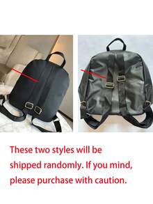 女士尼龙材质时尚背包，粉色毛巾刺绣字母A-Z，多功能时尚设计包，拉链封口，大容量学生多口袋背包，女孩背包，小女孩背包，中小学生背包，适合上学、旅行、送礼、生日礼物、旅行用品 - 黑色 - 查看 11