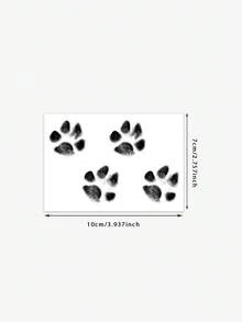 1pc Cute Dog Paw Print Temporary Tattoo, Simple Design, Unisex, Suitable For People, Lasts 1-3 Days - Black - View 6