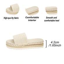 新款坡跟厚底女式时尚凉鞋，舒适休闲鞋 - 米色 - 查看 6