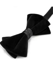 Men's Cotton Velvet Bowknot & Pocket Square Matching Set - Solid Color Formal Wedding Party Accessories