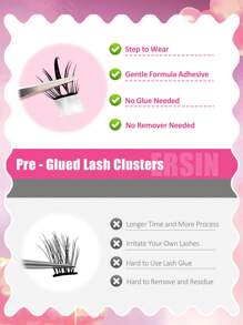 80 pezzi di ciglia a grappolo autoadesive C-Curl, lunghezze miste da 10-13mm, kit di ciglia individuali soffici senza bisogno di colla, estensioni di ciglia fai-da-te con colla pre-applicata, ciglia a grappolo naturali e sfilacciate, estensioni di ciglia a ricciolo C senza bisogno di colla o di solvente, ciglia finte