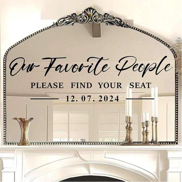 Our Favorite People Find Your Seat Stickers Wedding Party Vinyl Wedding Logo Stickers Date Personalized Wedding Decoration Wedding Seat Map Stickers Wedding Reception Mirror Stickers,Graphic Print