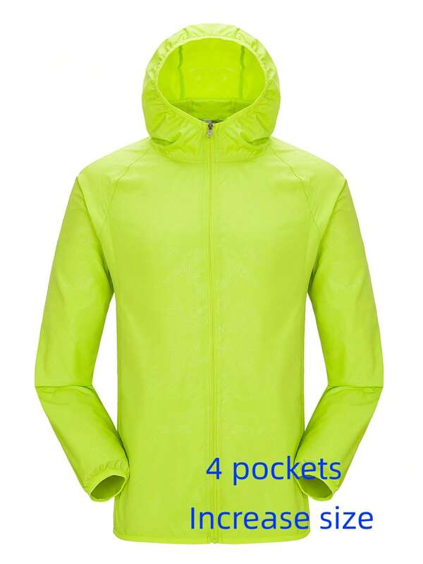 1 Pieza Chaqueta casual y delgada de hombre para exteriores, de tela repelente al agua, chaqueta de protección solar para hombre de talla grande