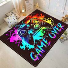 1PC Vibrant Gamer-Themed Area Mat - Colorful Game Controller & "GAME OVER" Design, Non-Slip Polyester, Easy To Clean, Durable For High-Traffic Areas Like Bedrooms, Offices, And Entrances, Gaming Room Decorations Back To School