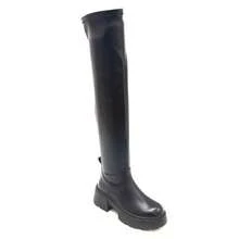 Cuissardes à plateforme strong-Bottes femme montantes style urbain PU - الأسود - مشاهدة 2