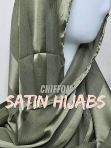 1 pieza Pañuelo Hijab de Satén Arrugado, Adecuado para Uso Diario - Verde claro - Ver 2