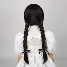 1pc Black Straight Synthetic Wig, Suitable For Anime, Christmas, Halloween Costume Role-Playing