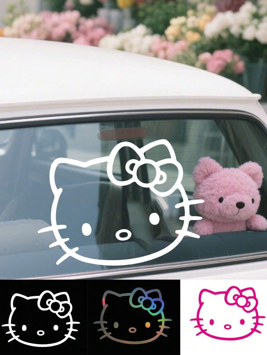 Sanrio قطعة واحدة ملصق كارتوني جميل لهيلو كيتي لالدراجات النارية والسكوتر والحماية من الخدوش، مقاوم للماء وحماية من الشمس، ملصق زخرفي لغطاء خزان الوقود والنافذة والمصد