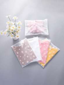 Bolsa de almacenamiento de ropa de PEVA, bolsa de almacenamiento de viaje con estampado de pequeñas margaritas, bolsa de clasificación de ropa transparente de PVC, bolsa de empaque impermeable con cremallera para ropa interior, caja de almacenamiento de ropa con patrón de pequeñas margaritas para el hogar, bolsas de almacenamiento transparentes y esmeriladas, bolsas de embalaje de envíos, para empacar camisetas, camisas, zapatos, documentos, bolsas de plástico con cierre hermético reutilizables, ahorro de espacio bolsas de almacenamiento de viaje