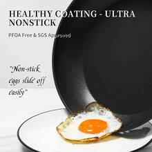 Innwewell 11 Inch Nonstick Frying Pan, Non Stick Frying Pan Large Skillet Pan Omelette Chef's Pan, Induction Compatible, No Toxic & PFOA Free, Black - 黑色 - 查看 2