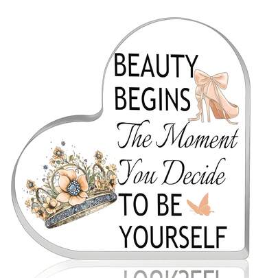 A Beautiful Crystal Plaque With Flower And Butterfly Designs That Encourages Women To Pursue Self - Perfection, Marking The Beginning Of A Wonderful Moment. It's Suitable For Giving To Daughters, Friends, Or As A Desktop Decoration. It Enhances The Decor | An Elegant Crystal Plaque | Durable Crystal, A Gift For Ladies