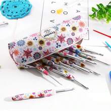 Looen Floral Crochet Hook Case - Lightweight Zippered Storage Organizer For Knitting Needles & Accessories, Perfect For Christmas/New Year Gifts, Sewing Storage