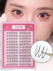 PALM LASHES 120Clusters Korean Girl Group U-Shaped Makeup Artist Essential Clear Band Eyelashes Handmade C Curl Upper Lashes Cartoon Fairy Hair Natural Day Korea Style DIY Cartoon Anime Style