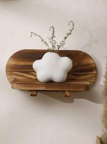 1 Stück Boho Holz Wandhänger Vase, Wohnzimmer Deko schwebender Blumenhalter Ständer