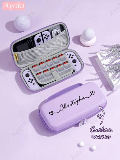 Ayotu 1 Pc Text Customized Switch Protective Case Compatible With Nintendo Switch NS/Switch OLED/Switch Lite/2025 New Switch2 7.9 Inch Cover,Name Customized Switch Accessories, Including NS Base Cover, Game Card Storage Box