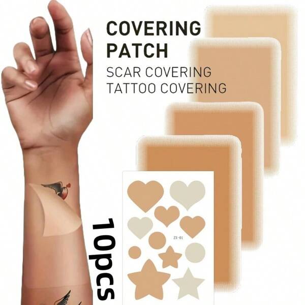 10 stuks/pak wegwerppatches voor littekens, moedervlekken en tatoeages - Onzichtbare huidkleurige concealersticker voor het bedekken van littekens en tatoeages - Casual dagelijks product