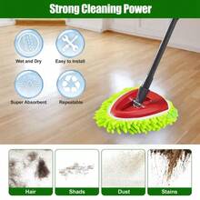 6pcs New Chenille Mop Head Replacement Pads, Compatible With /O-Cedar Easywring Rotating Mop Heads, Multi-Functional Cleaning Tool Accessories, Effectively Clean Kitchen Floors/Windows/Ceilings/Cars, Great Gift For Halloween, Christmas - 綠色 - 查看 3