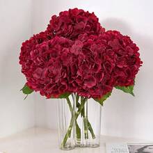 MARTINE MALL 3Pcs 21in Hydrangea Artificial Flowers, Latex Real Touch Hydrangeas Lifelike Large Hydrangea Flowers For Home Decor Party Arrangements Wedding Bouquets Centerpieces (Blue) - Burgundy - View 1