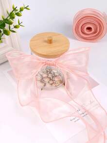 1 卷 10 码 4 厘米宽半透明欧根纱丝带边缘，用于花束礼品包装、蛋糕装饰、婚礼、丝带蝴蝶结、节日派对装饰 - 粉色 - 查看 6