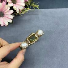 New Baroque Reborn Pearl Inlaid Natural Aquamarine Openable Bracelet, French Vintage Natural Stone Jewelry, Suitable For Gift
