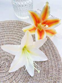 2 PCs Lily Flower Hair Clips Set, Bohemian Style Minimalist Fashion Resin Material Gradient Large Lily Flower Hair Clips, Suitable For Commuting, Travel, Daily Outfit Matching, Side Clip Hair Styling Accessories, Summer Accessories, Claw Clips, Hair Slide, Hair Claws, School Stuff