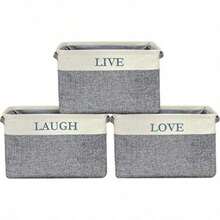 Sorbus Fabric Storage Cubes 15 Inch Big Sturdy Collapsible Storage Bins with Dual Handles Foldable Baskets for Organizing Decorative Storage Baskets for Shelves Home and Office Use 3 Pack Grey - Contenedoresgrisesdealmacenamiento-Textoenmayúsculas - Ver 1