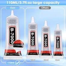 50/110ml B7000 Rhinestone Craft Adhesive, 50ml/110ml Super Glue - Strong Welding Multi-Purpose Adhesive, Used To Repair Ceramic Repair Adhesives, Porcelain, Metals, Plastics, Wood Adhesives And Wooden Furniture; Suitable For Fake Nails, Soft Nail Tip Gels, DIY Hand-Adhesive Jewelry And Fabric Mobile Phone Repair, Crystal Gems School Supplies,Back To School