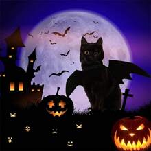 Adjustable Black Cat Bat Wing Pet Costume - Soft Polyester Halloween Pet Accessories, Suitable For Cats And Small Dogs, Great For Role-Play And Dressing Up Fun
