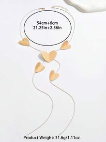 1 pieza Collar elegante y minimalista con cadena con forma de corazón y flecos, adecuado para uso casual, de fiesta o diario de las mujeres