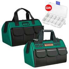 1PC Heavy-Duty Waterproof Tool Bag - Large Capacity Oxford Canvas, Wear-Resistant Electrician'S Storage Organizer With Multiple Compartments For Screws, Nails, Drill Bits & More, Tool Storage Bag