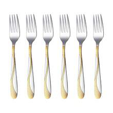 6/24/30 قطعة طقم أدوات مائدة من الفولاذ المقاوم للصدأ - أدوات مائدة فضية ذات مقابض دائرية أنيقة، مناسبة لتجمعات العائلة والمطاعم والتخييم في الهواء الطلق، آمنة للغسل في غسالة الأطباق، لوازم مدرسية - مطلي بالفضة والذهب - مشاهدة 10